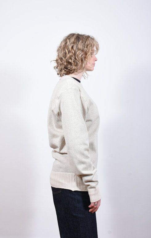 Vintage Crew Sweater White x Moss