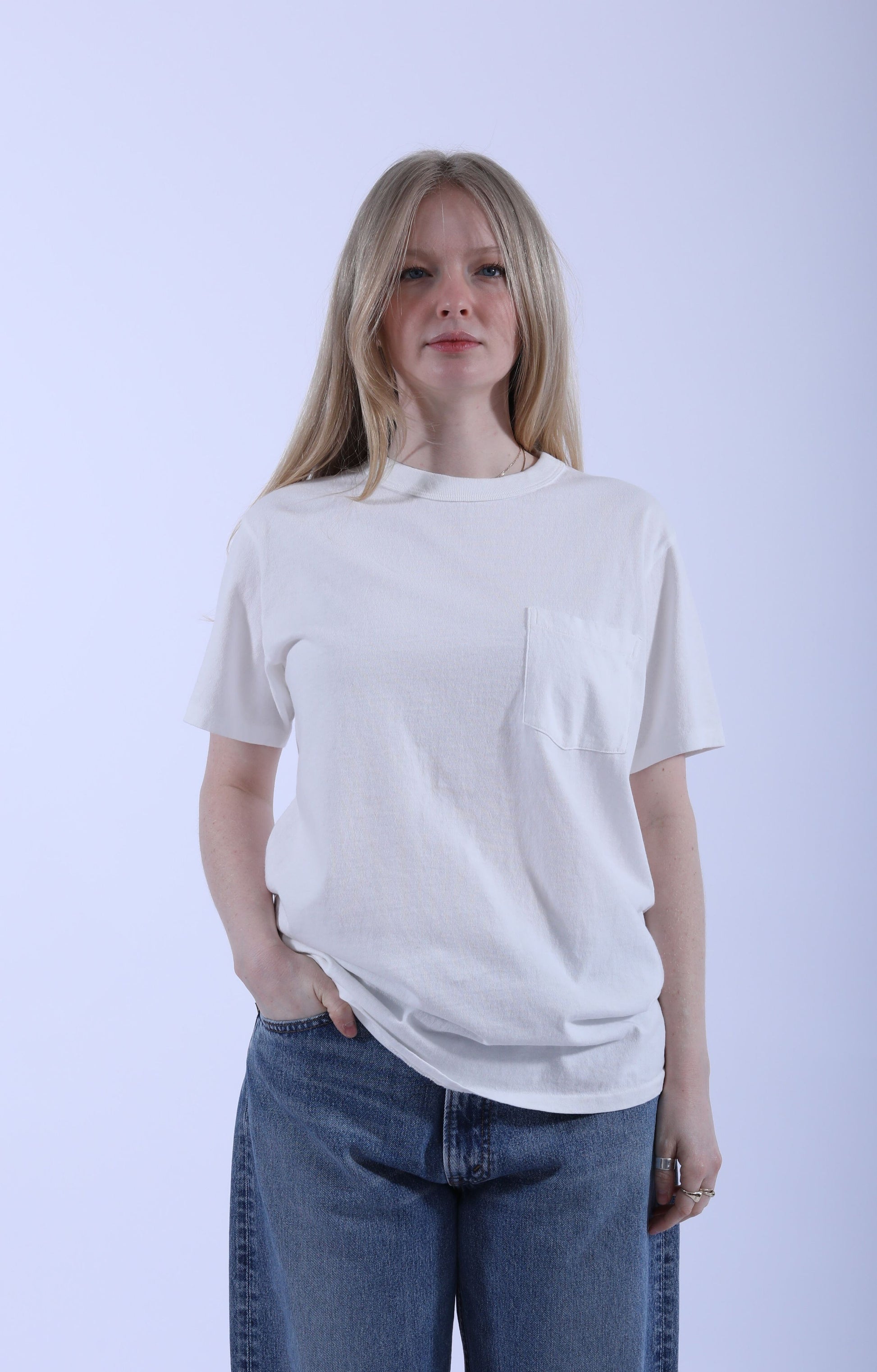 14/1 S/S Tee w/ Pocket O.White