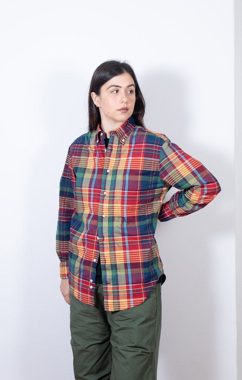BD Poplin Shirt Scarlet & Green Archive Madras