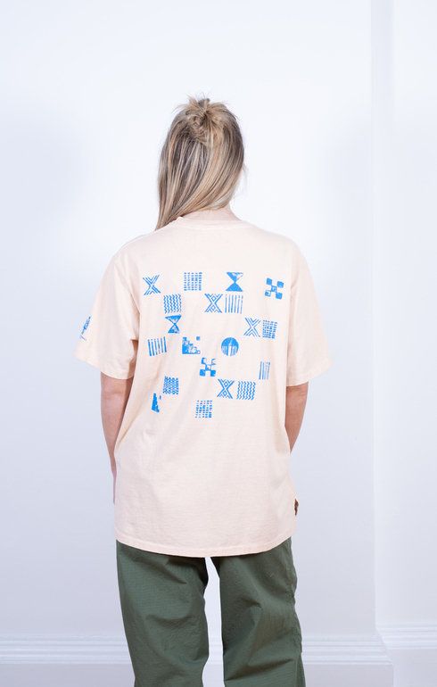 Printed Cross Pocket T-Shirt Peach