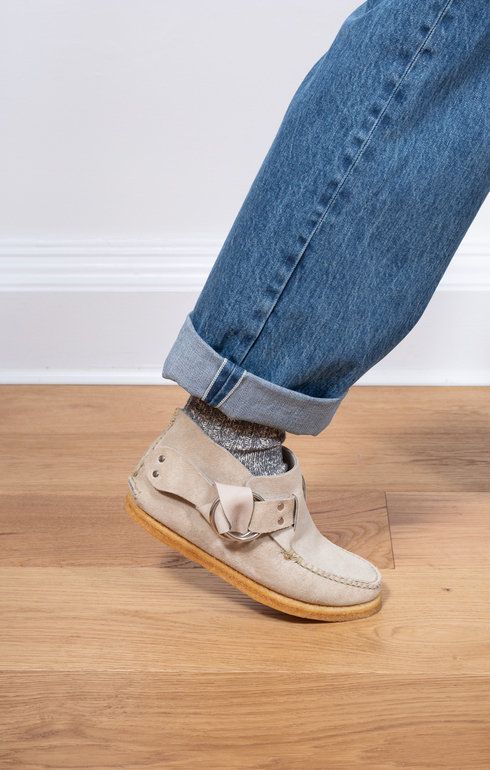 Ring Boots Crepe Sole Pearl