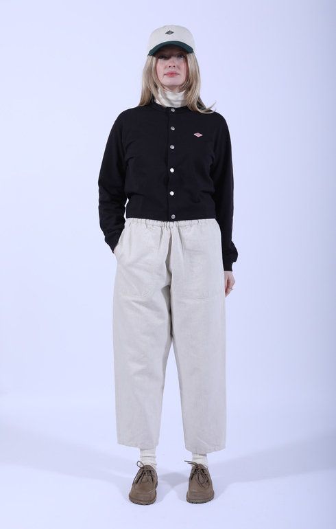 Dot Button Crew Cardigan Charcoal