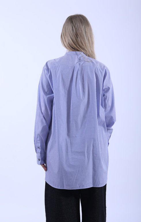 Cici Granded Collar Shirt Blue/White