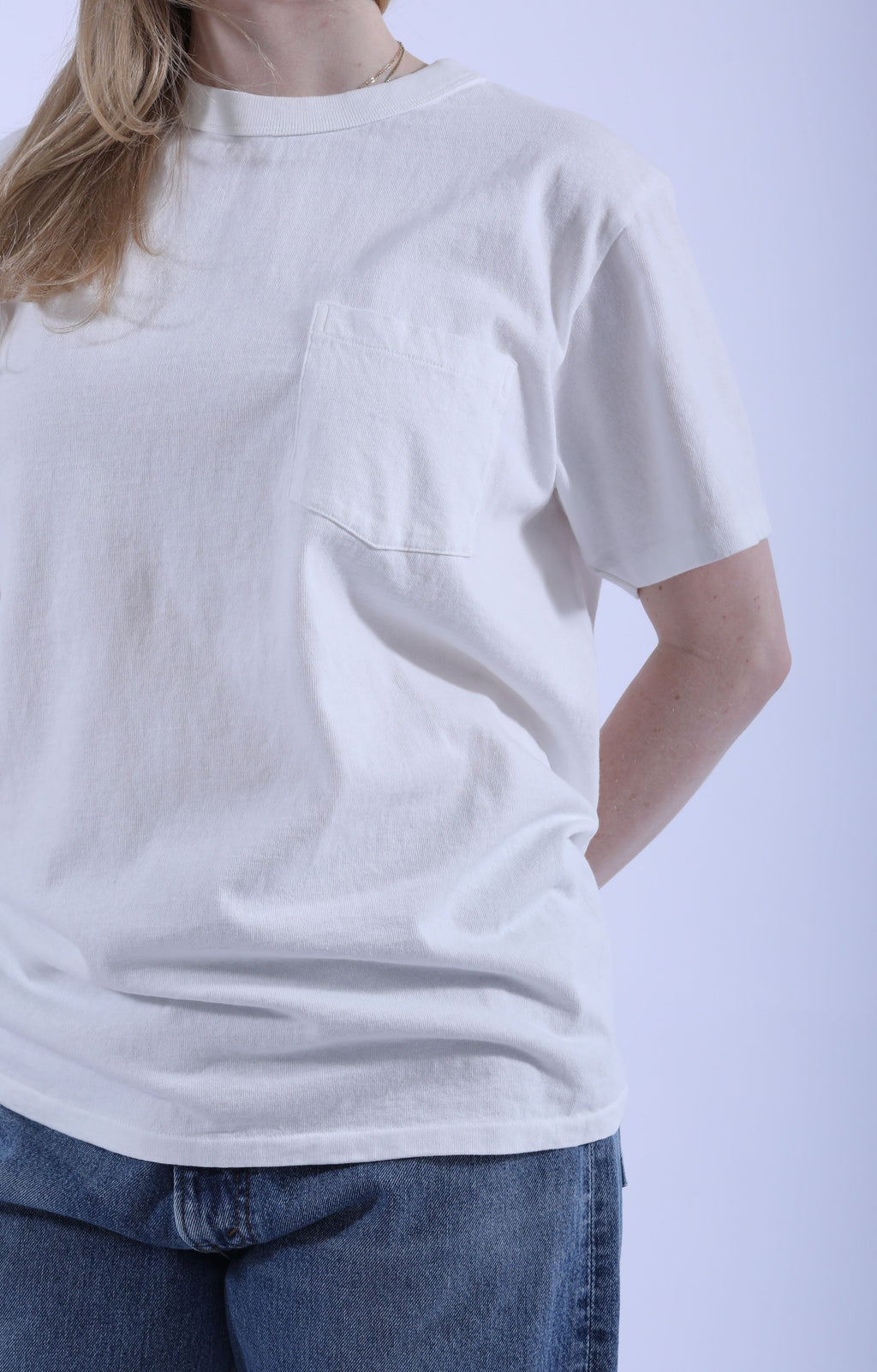 14/1 S/S Tee w/ Pocket O.White