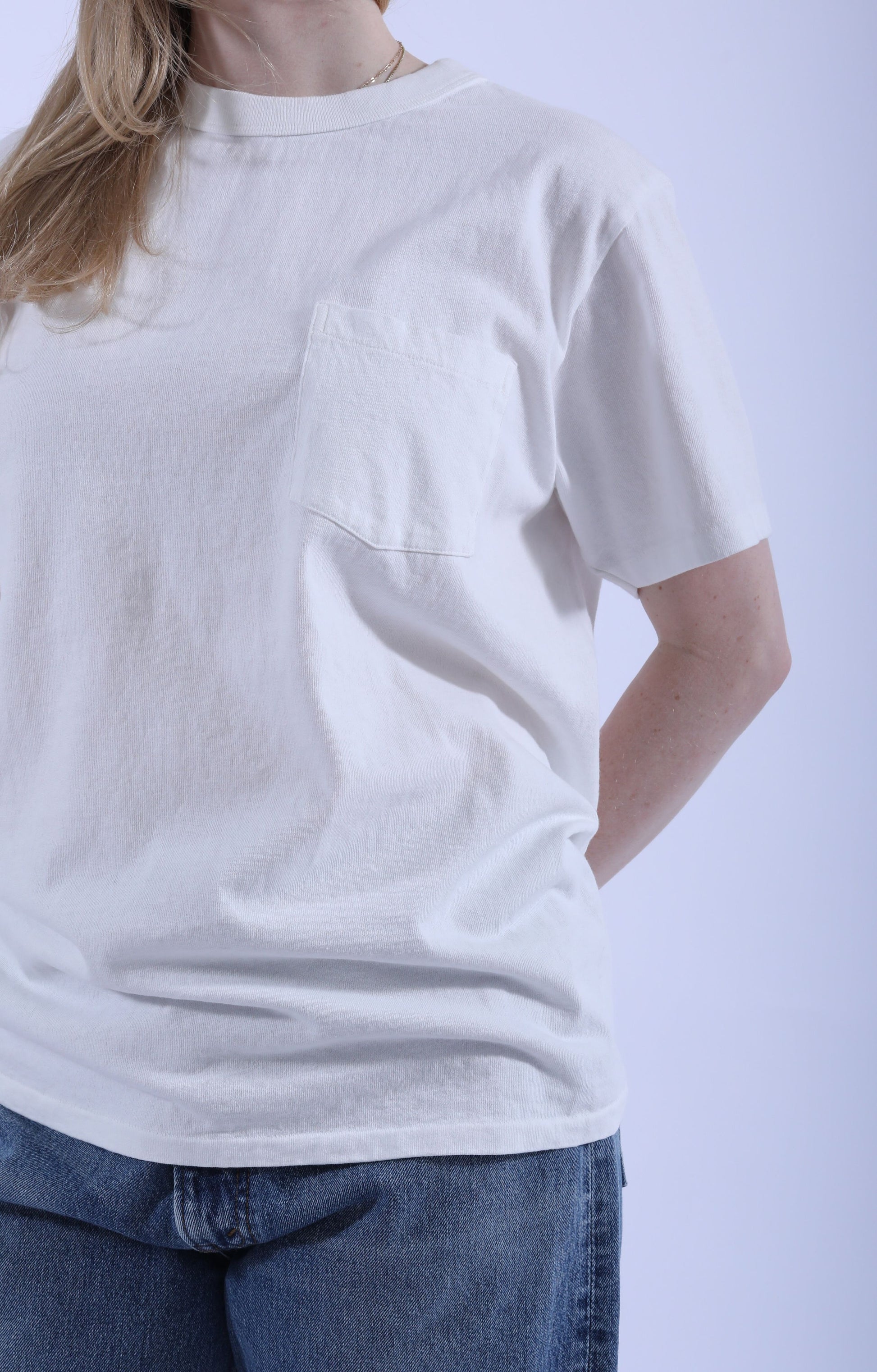14/1 S/S Tee w/ Pocket O.White