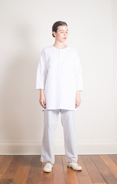 Big Henley Neck Shirt White