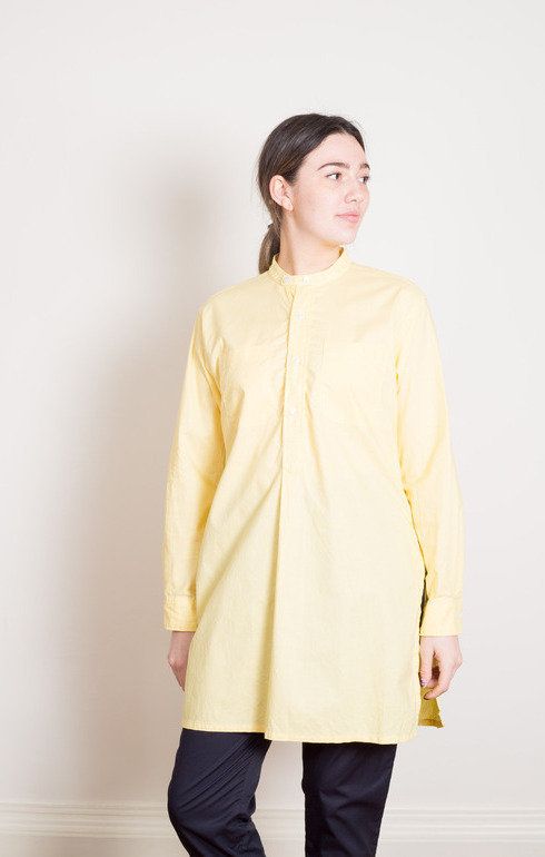 Banded Collar Long Shirt Yellow