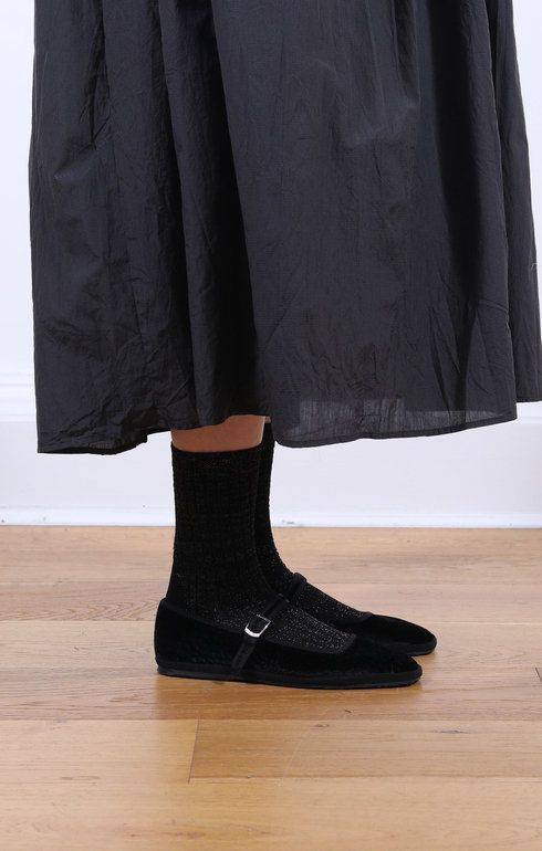 Square Toe Velvet Cayman Black