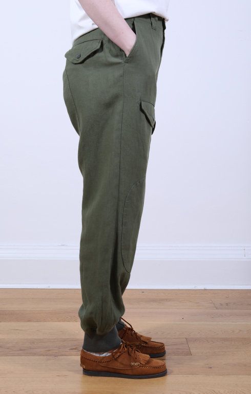 Airborne Pant Olive Cotton Hemp Satin