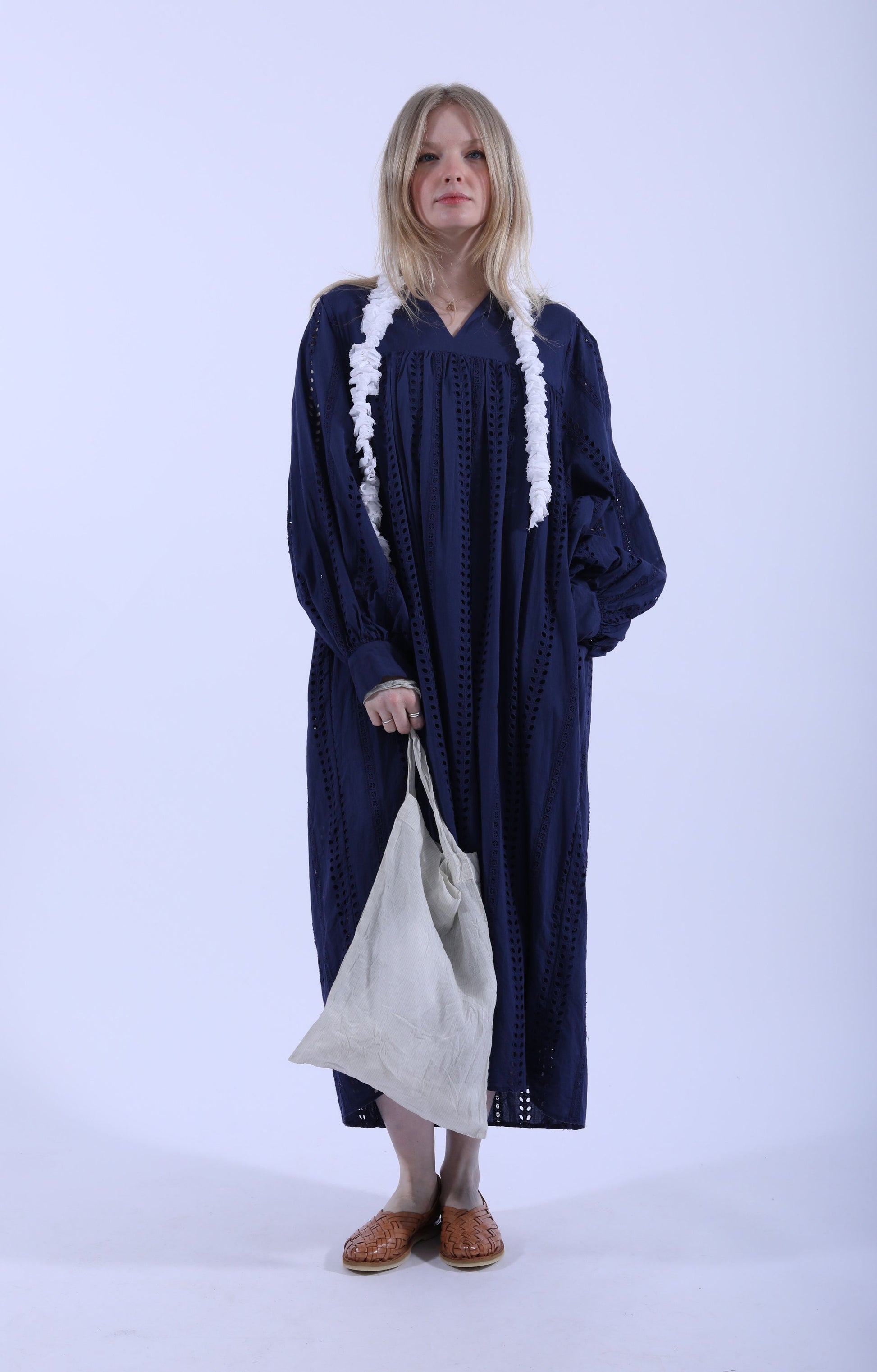 Smock Dress Indigo Navy Stripe