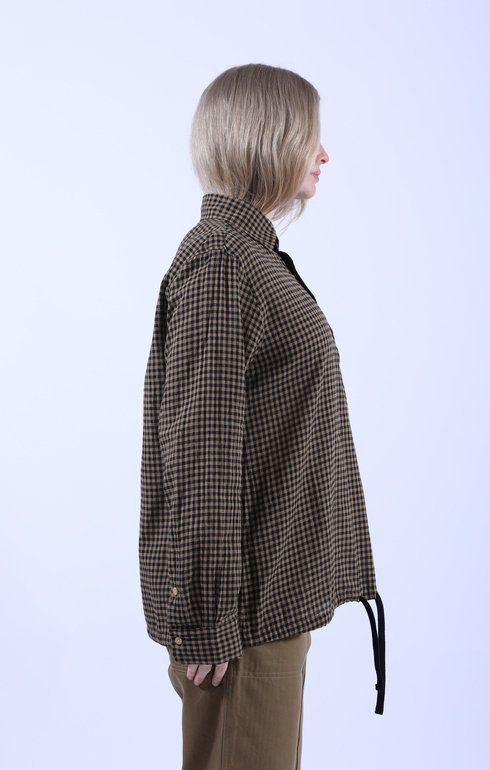 Hem String Shirt Black/Beige