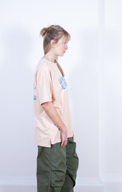 Printed Cross Pocket T-Shirt Peach