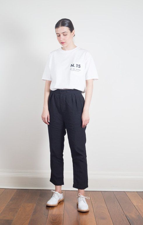 Pleated Underwear Pants Black Navy