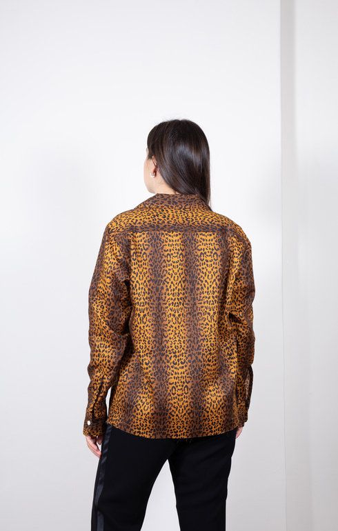 Cut-Off Bottom Classic Shirt Leopard Print