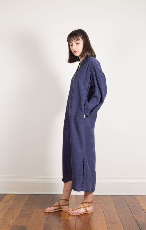 Side Split Silk Dress Midnight