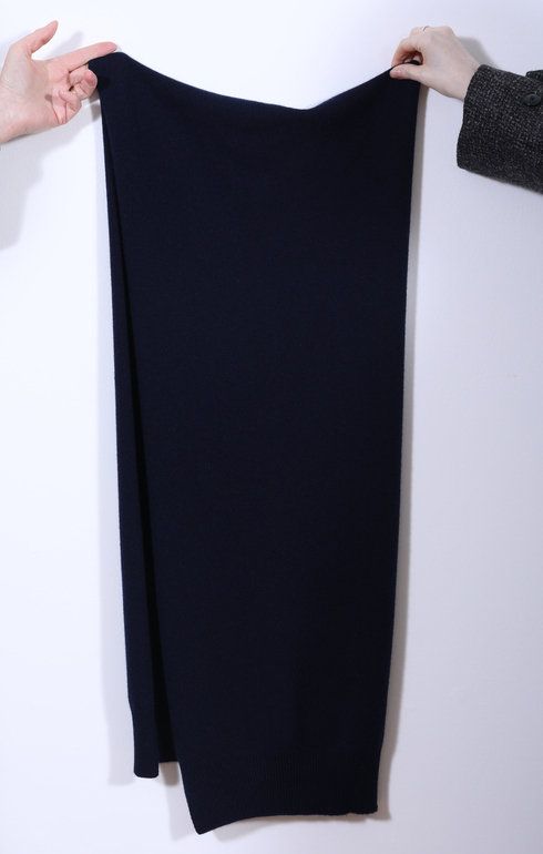Plain Cashmere Knit Scarf Nero Navy