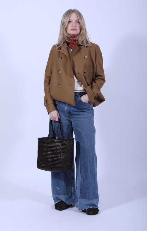 Cropped Trench Pressed Wool Toffee