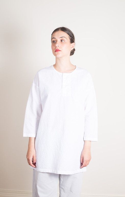 Big Henley Neck Shirt White