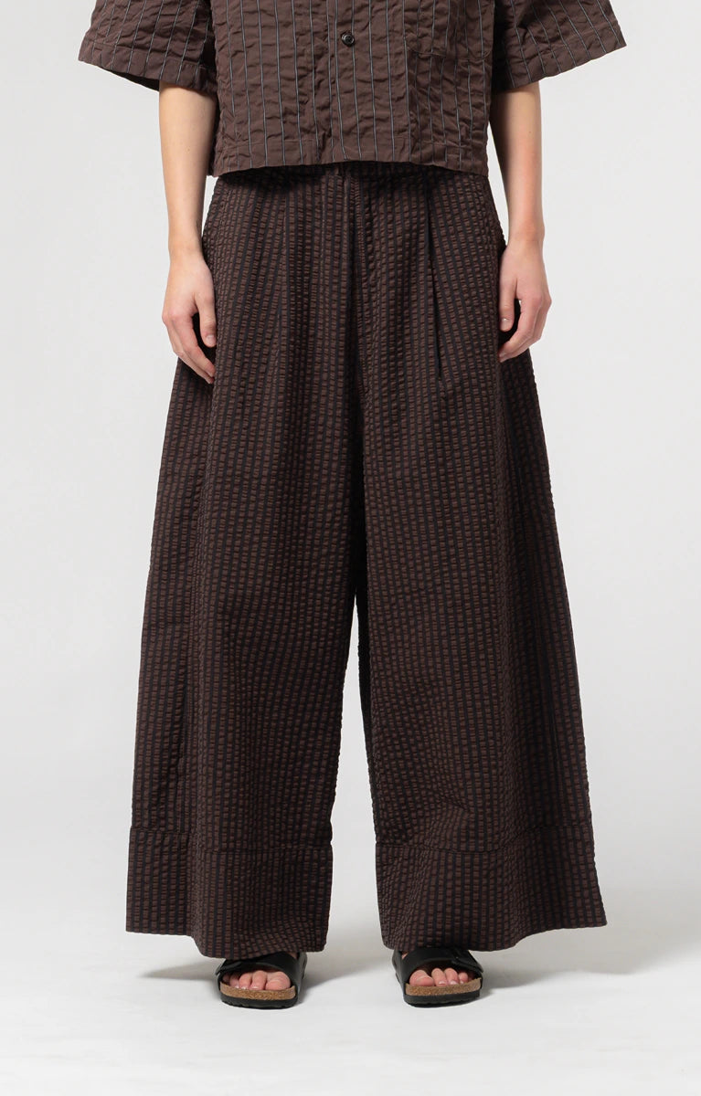 Culotte Seersucker Trouser Coffee/Navy