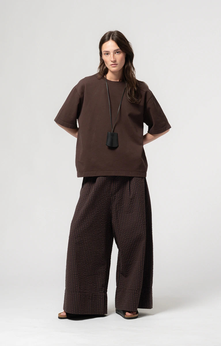 Culotte Seersucker Trouser Coffee/Navy